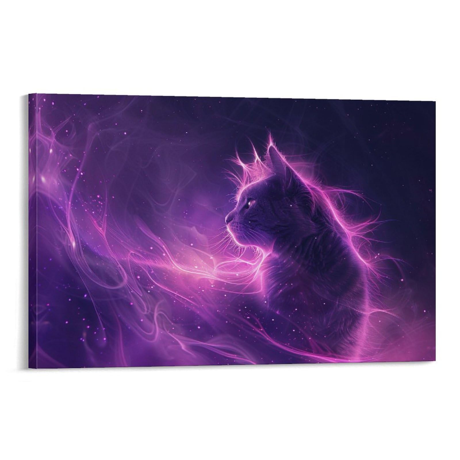 Amazon.co.jp: 絵画 美しい紫とピンクのネオン猫スタイル アートパネル